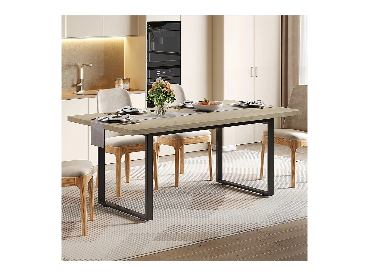 Esstisch mit stabilem Metallgestell und heller Oberfläche Esszimmertisch Küchentisch für 6–8 Personen 160 × 80 cm