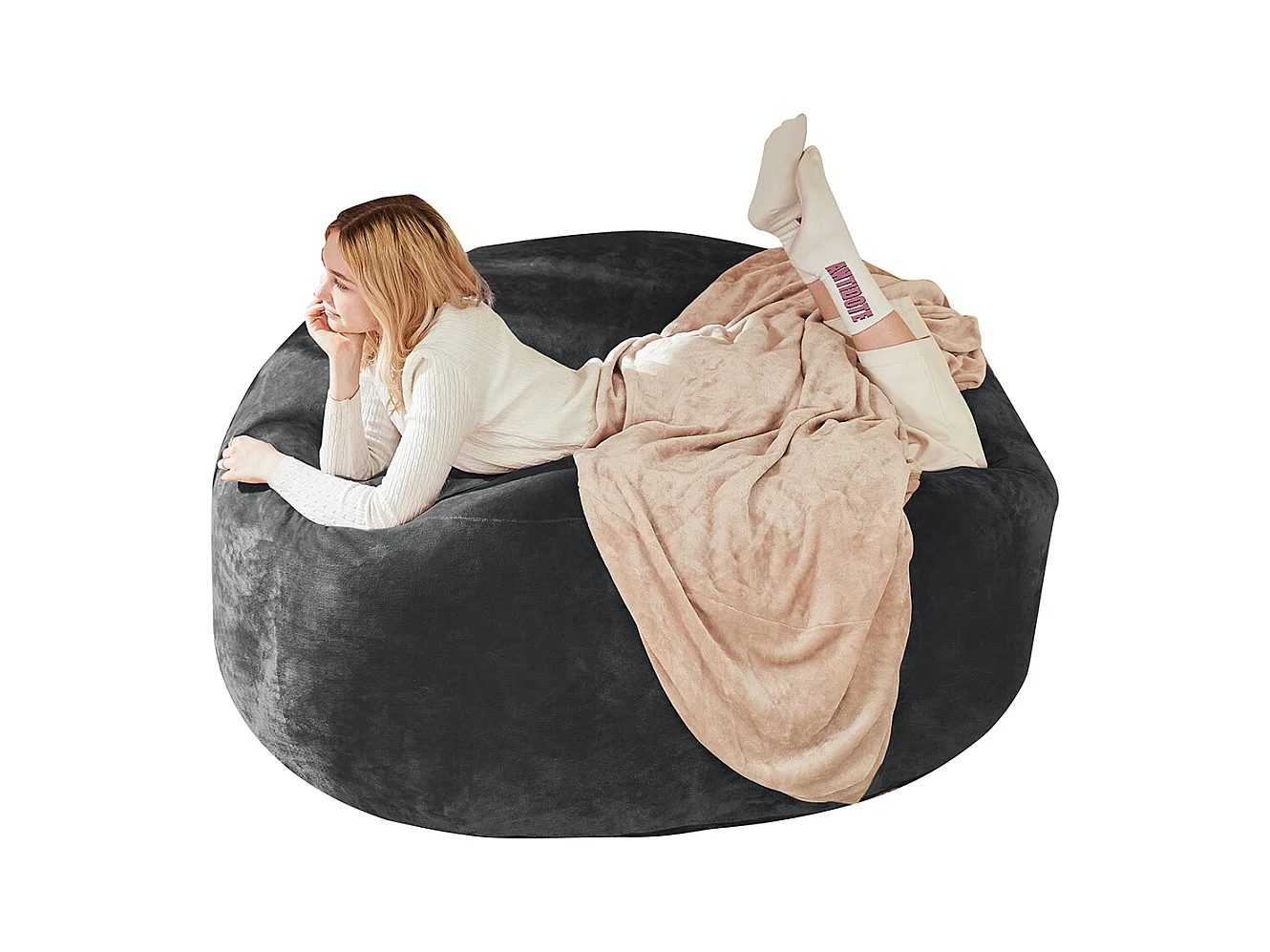 Sitzsack Weicher und Bequemer Sitzsackstuhl Sofa Lesestuhl für Schlafzimmer, Balkone und andere Orte 4FT Dunkgrau