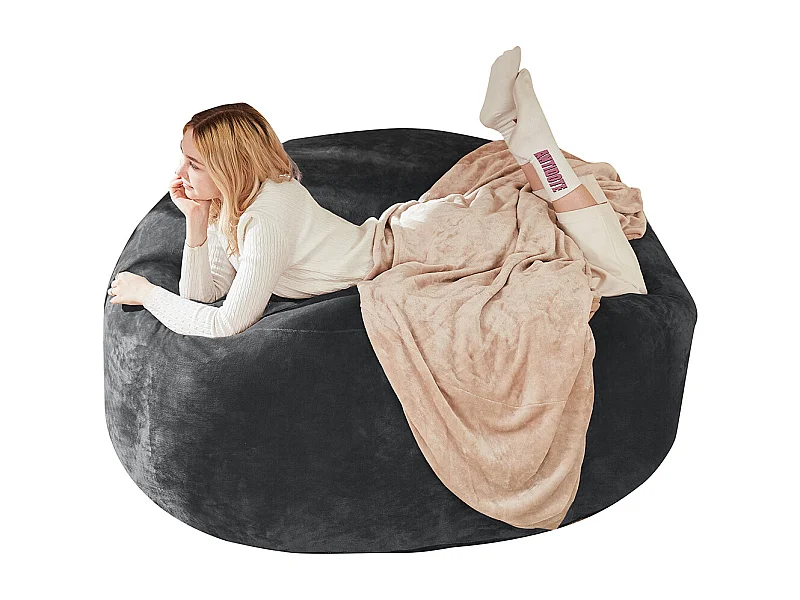 Sitzsack Weicher und Bequemer Sitzsackstuhl Sofa Lesestuhl für Schlafzimmer, Balkone und andere Orte 4FT Dunkgrau