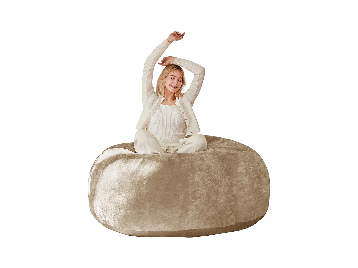 Sitzsack Weicher und Bequemer Sitzsackstuhl Sofa Lesestuhl für Schlafzimmer, Balkone und andere Orte 3FT Aprikosenfarbe