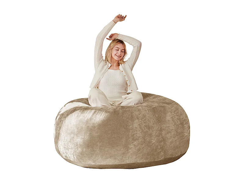 Sitzsack Weicher und Bequemer Sitzsackstuhl Sofa Lesestuhl für Schlafzimmer, Balkone und andere Orte 3FT Aprikosenfarbe