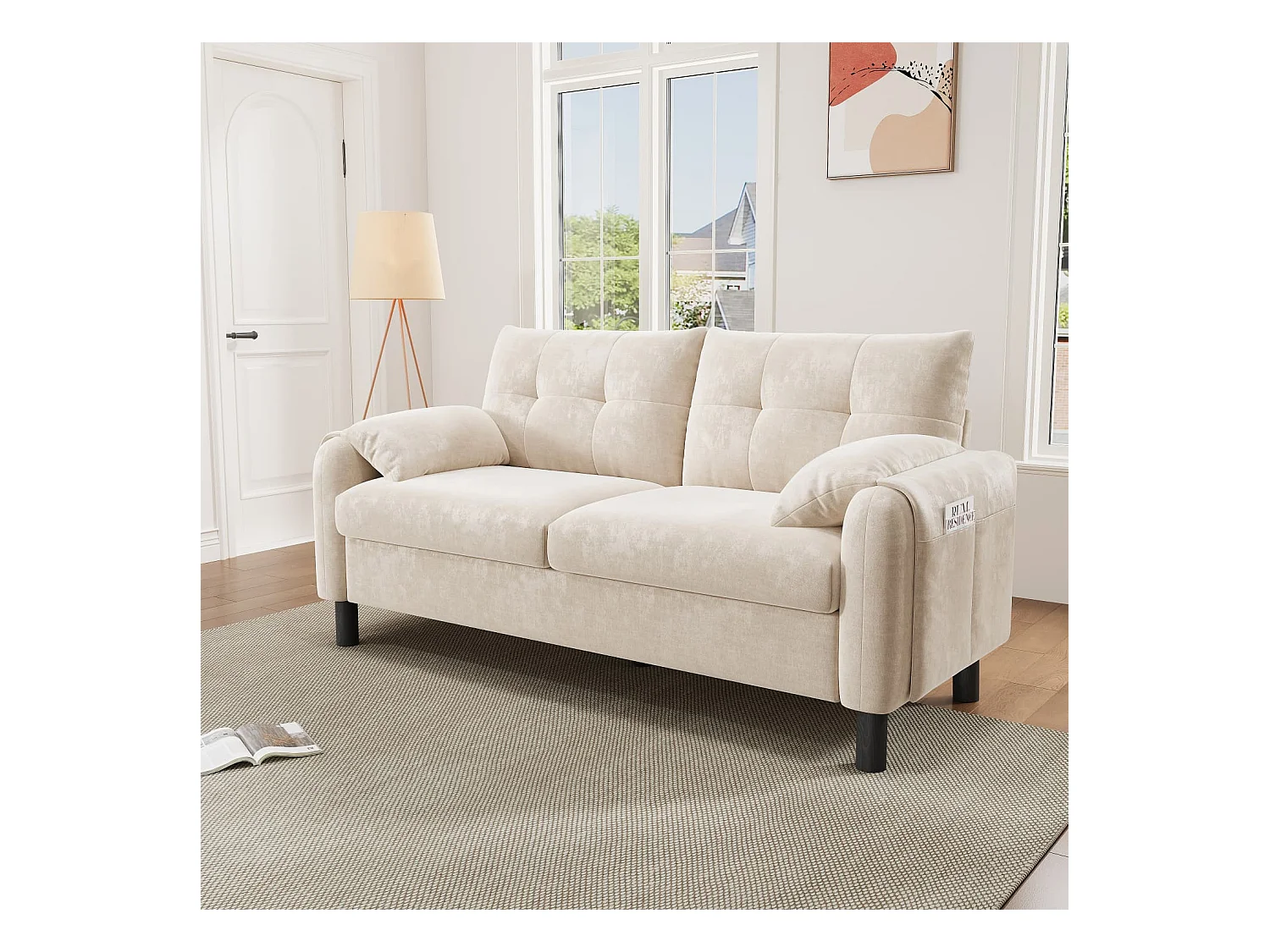Modernes 2-Sitzer Sofa,bequemes Polstersofa aus Chenille Stoff mit dicken Kissen,gemütliche Couch,Polstermöbel im skandinavischen Design