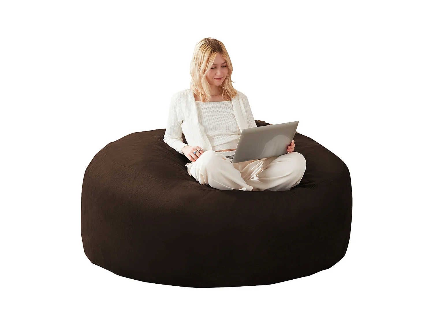 Sitzsack Weicher und Bequemer Sitzsackstuhl Sofa Lesestuhl für Schlafzimmer, Balkone und andere Orte 5FT Braun