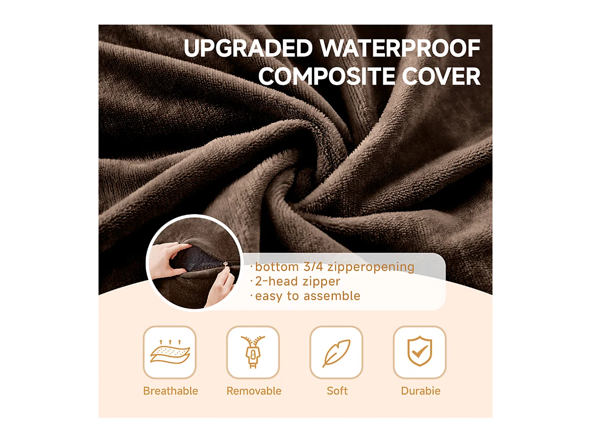 Sitzsack Weicher und Bequemer Sitzsackstuhl Sofa Lesestuhl für Schlafzimmer, Balkone und andere Orte 5FT Braun