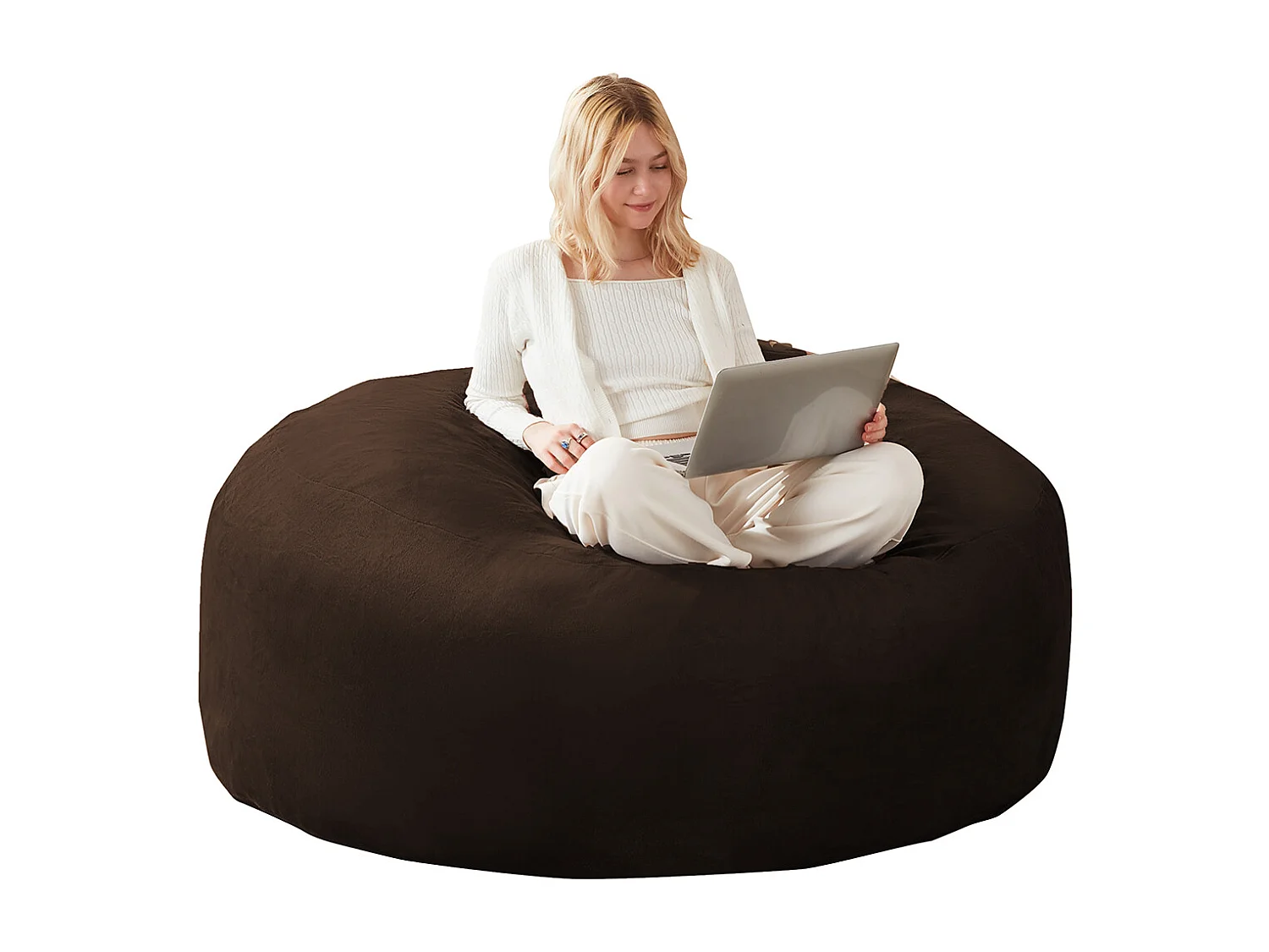 Sitzsack Weicher und Bequemer Sitzsackstuhl Sofa Lesestuhl für Schlafzimmer, Balkone und andere Orte 5FT Braun