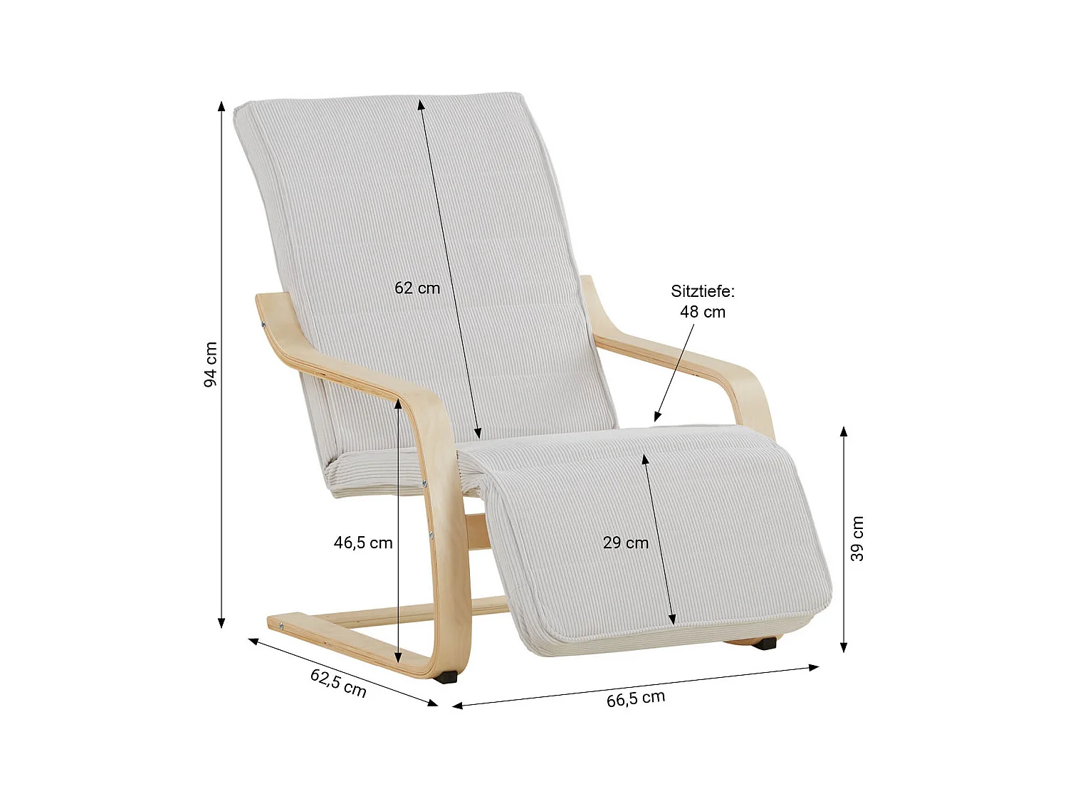 Relaxsessel 66,5x94x62,5 cm grau