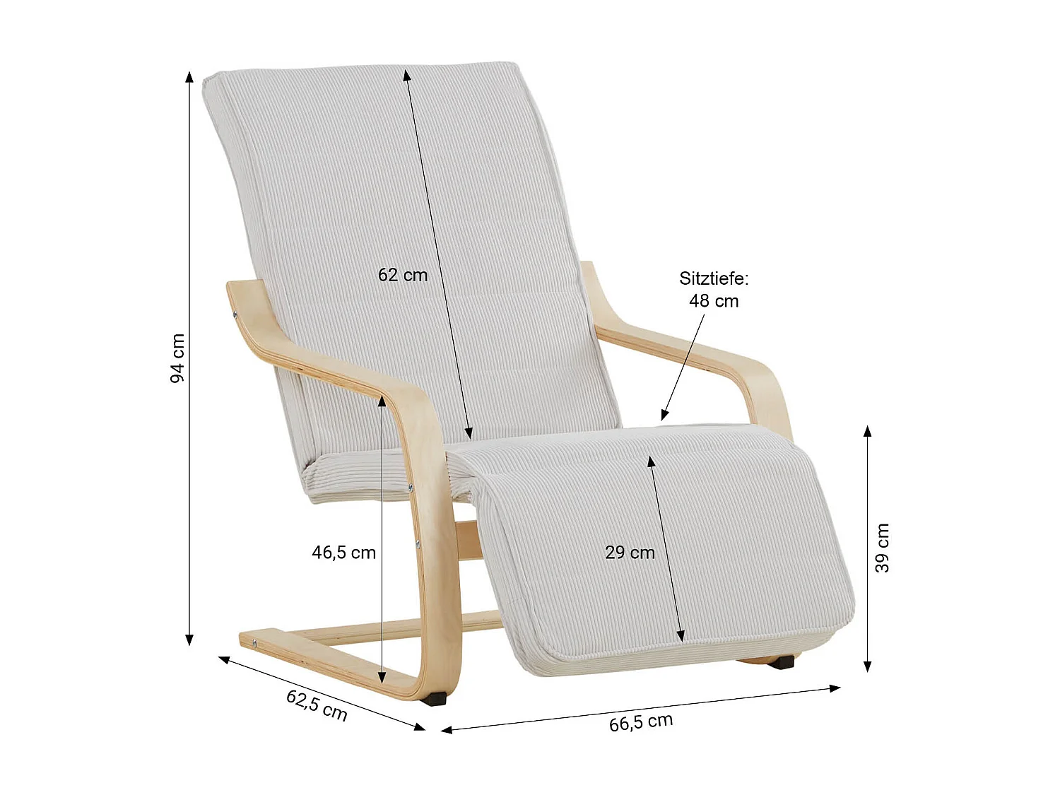 Relaxsessel 66,5x94x62,5 cm grau