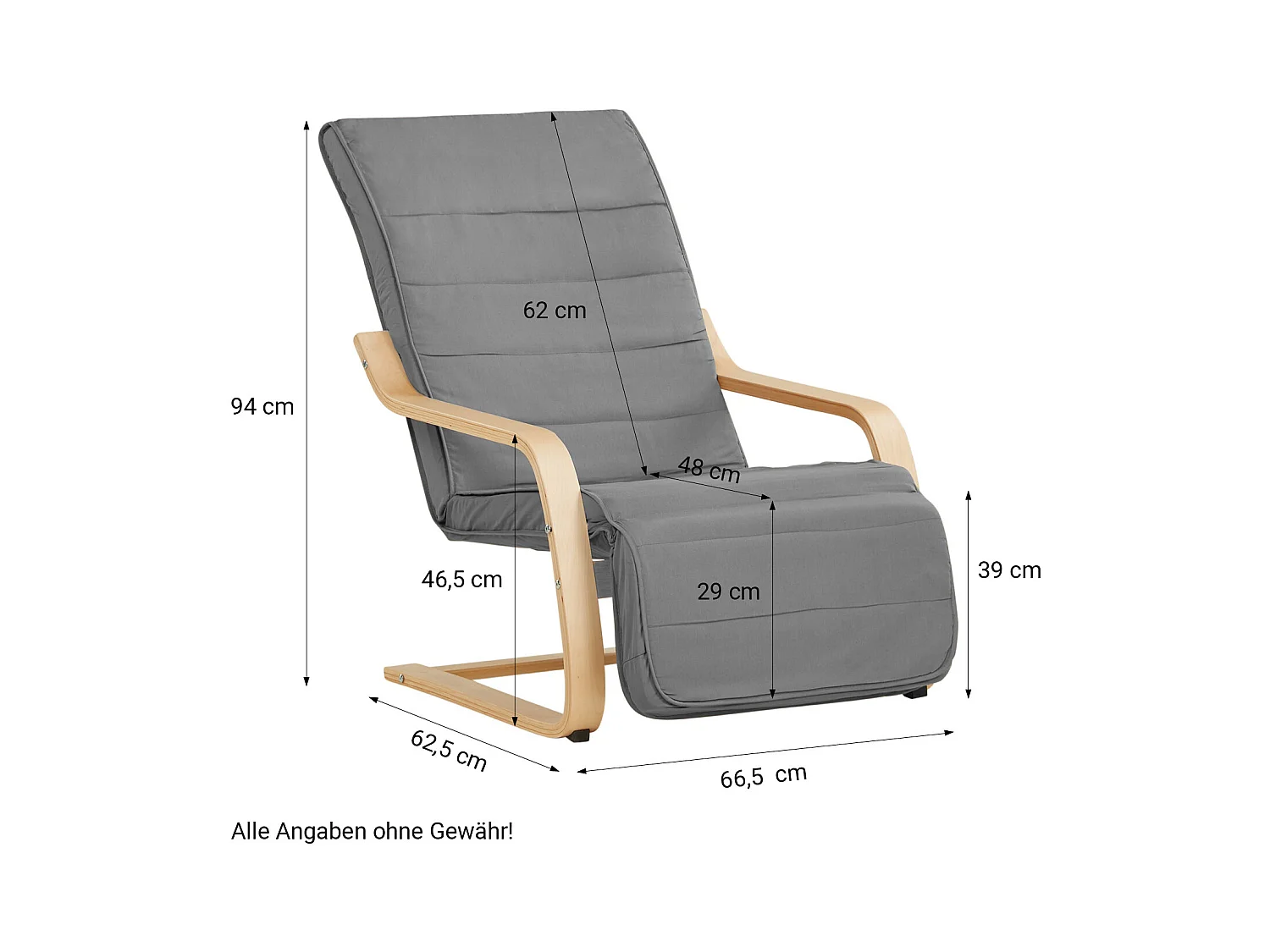 Relaxfauteuil 66.5x94x62.5 cm grijs Eames