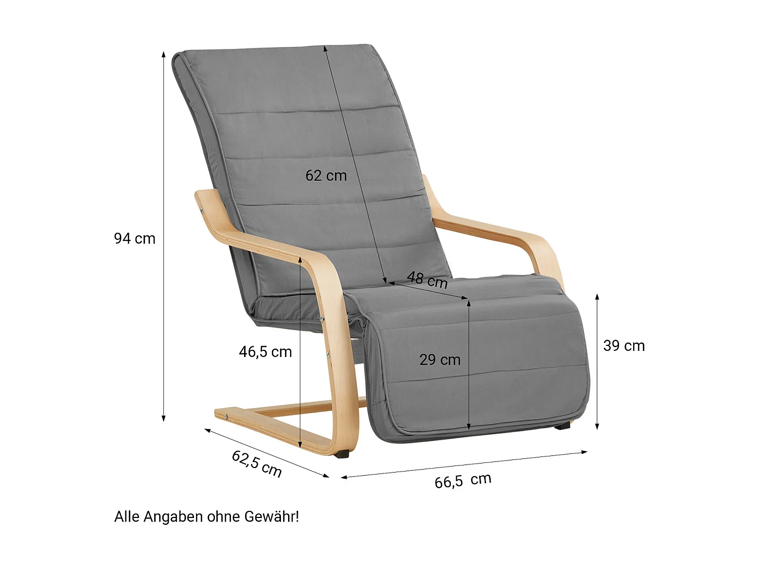 Relaxsessel 66,5x94x62,5 cm grau Eames