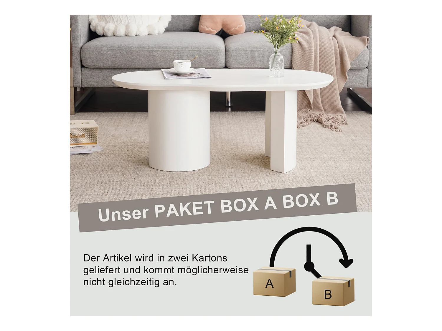 Stabiler und langlebiger unregelmäßiger Couchtisch-hochwertiges MDF,lackierte Oberfläche,zarte Haptik,elegant geschwungene Tischplatte