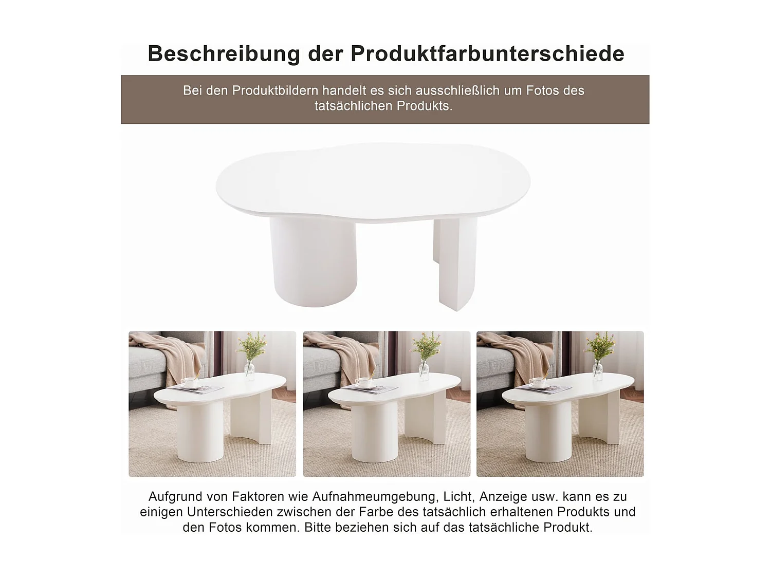Stabiler und langlebiger unregelmäßiger Couchtisch-hochwertiges MDF,lackierte Oberfläche,zarte Haptik,elegant geschwungene Tischplatte