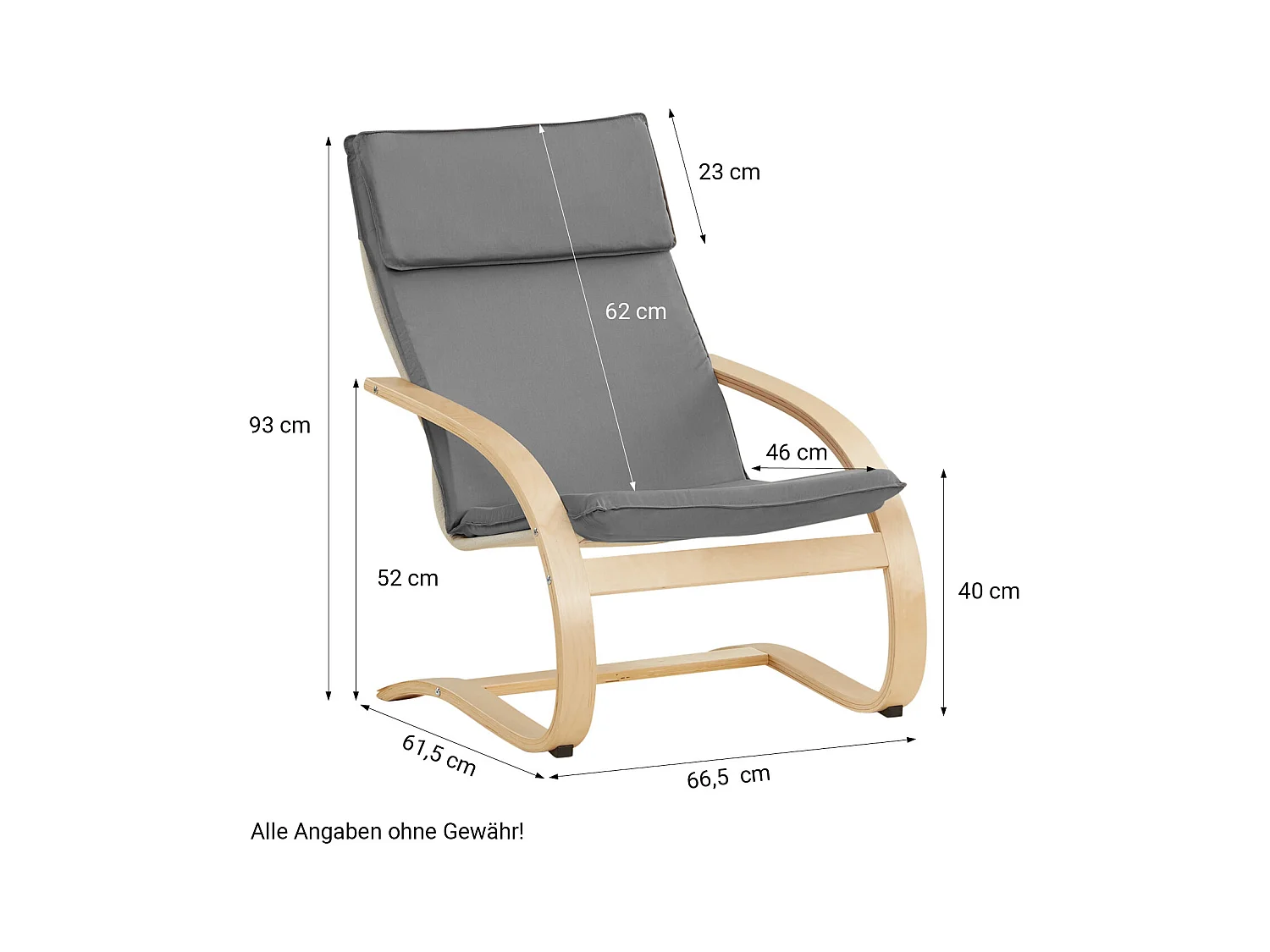 Relaxsessel 66,5x93x61,5 cm Grau Eames