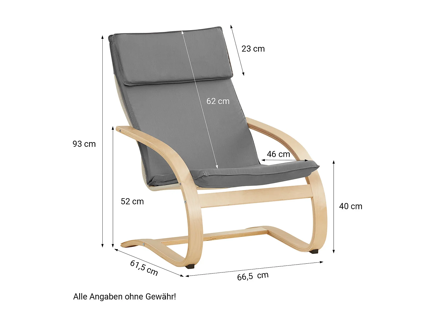 Relaxsessel 66,5x93x61,5 cm Grau Eames