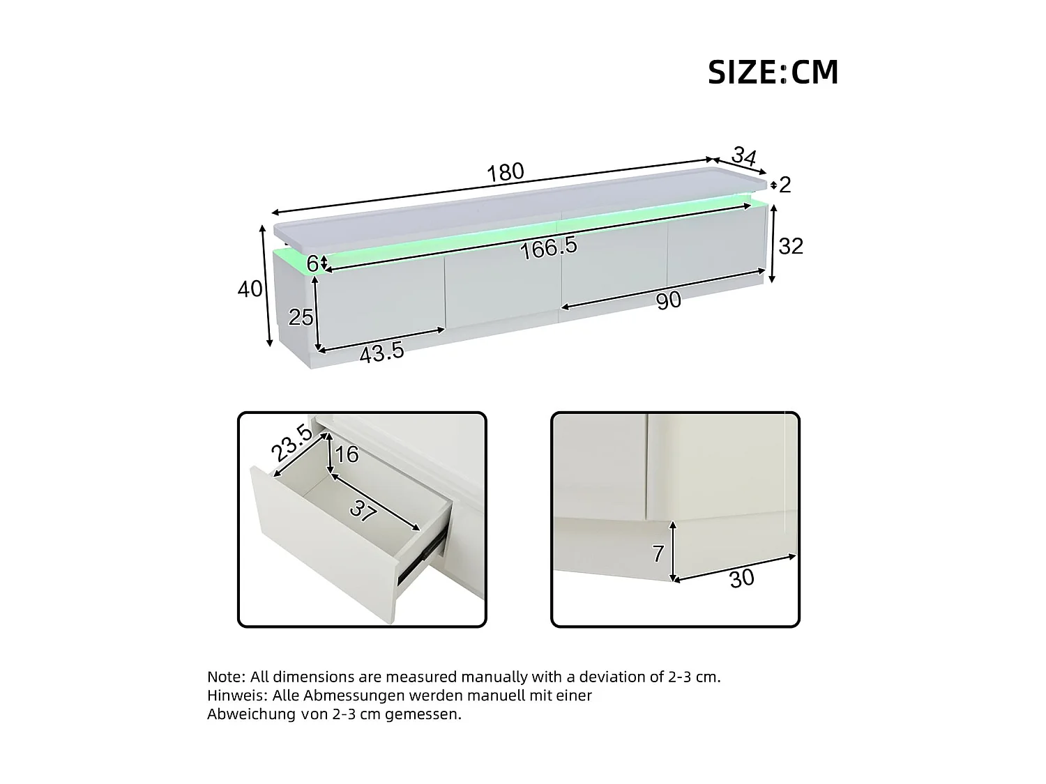 TV schrank mit 4 schubladen,TV stand und Fernsehschrank Mit LED,Hochglanz Lowboard und Fernsehtisch,TV-Board und TV-Kommode Geeignet für Fernseher