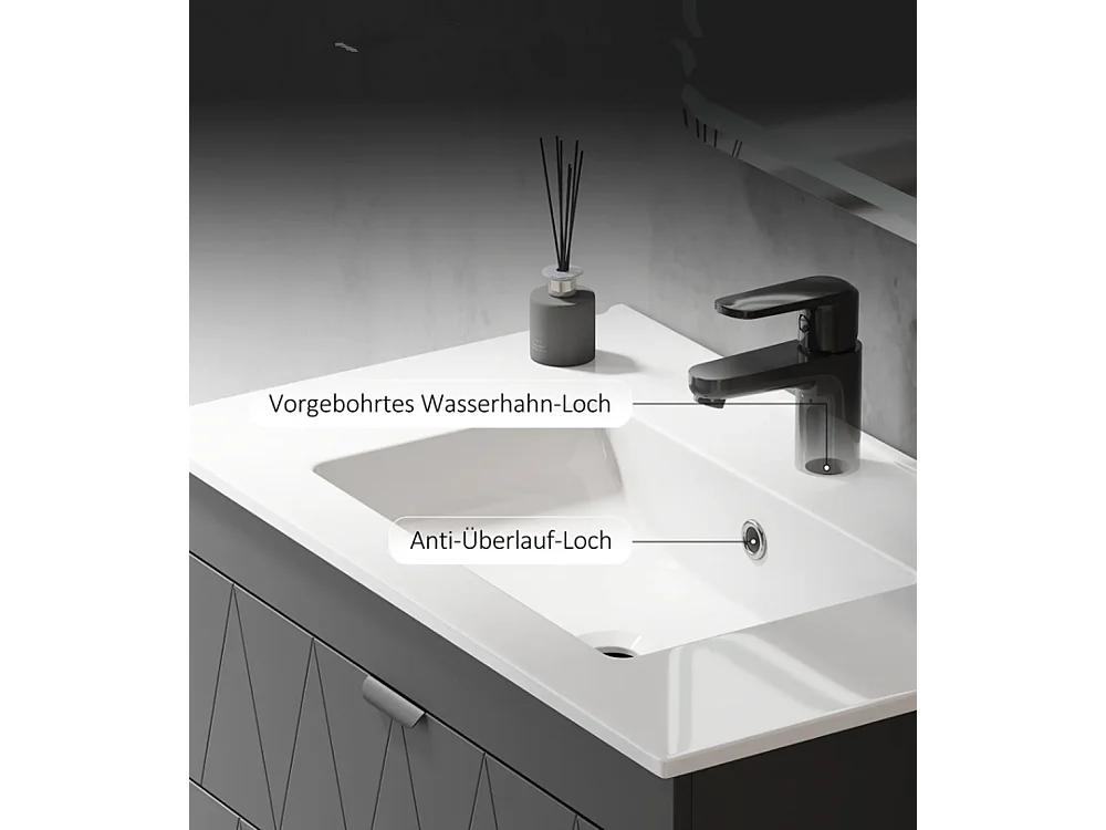 Waschtisch, Waschbeckenunterschrank Hängender Unterschrank mit Close-Schubladen