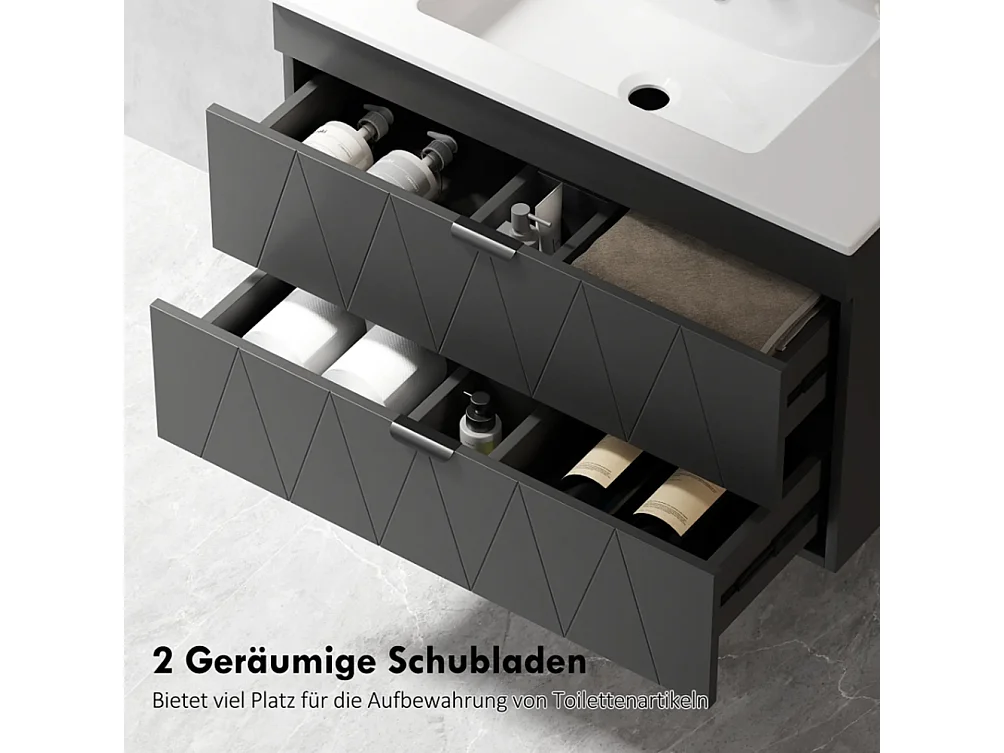 Waschtisch, Waschbeckenunterschrank Hängender Unterschrank mit Close-Schubladen