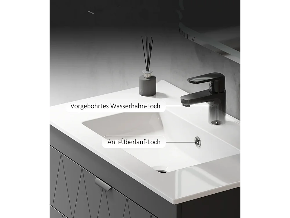 Waschtisch, Waschbeckenunterschrank Hängender Unterschrank mit Close-Schubladen