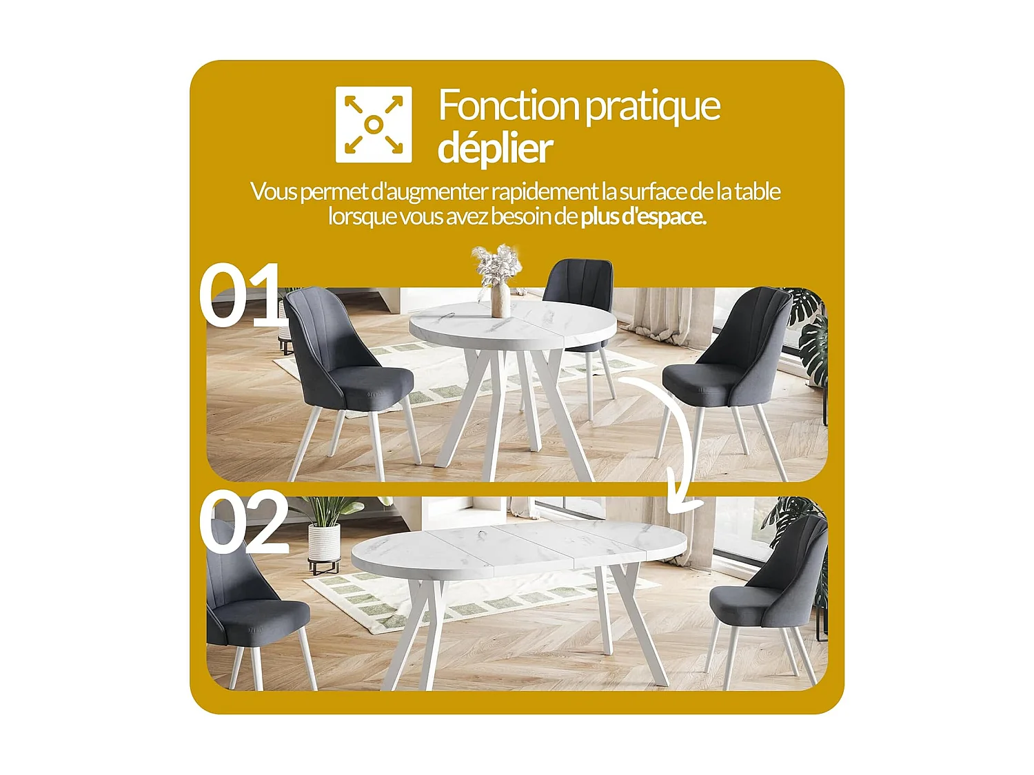 Table a Manger Extensible - Table Ronde Extensible - Table de Salle à Manger Moderne - Plateau Stratifié 36 mm - Pieds Solides - 120/220 cm - Craft