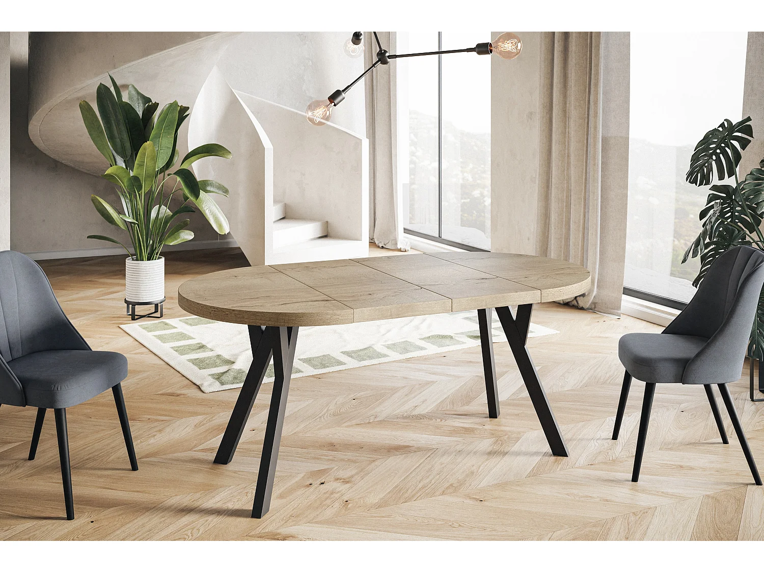 Table a Manger Extensible - Table Ronde Extensible - Table de Salle à Manger Moderne - Plateau Stratifié 36 mm - Pieds Solides - 110/210 cm - Halifax