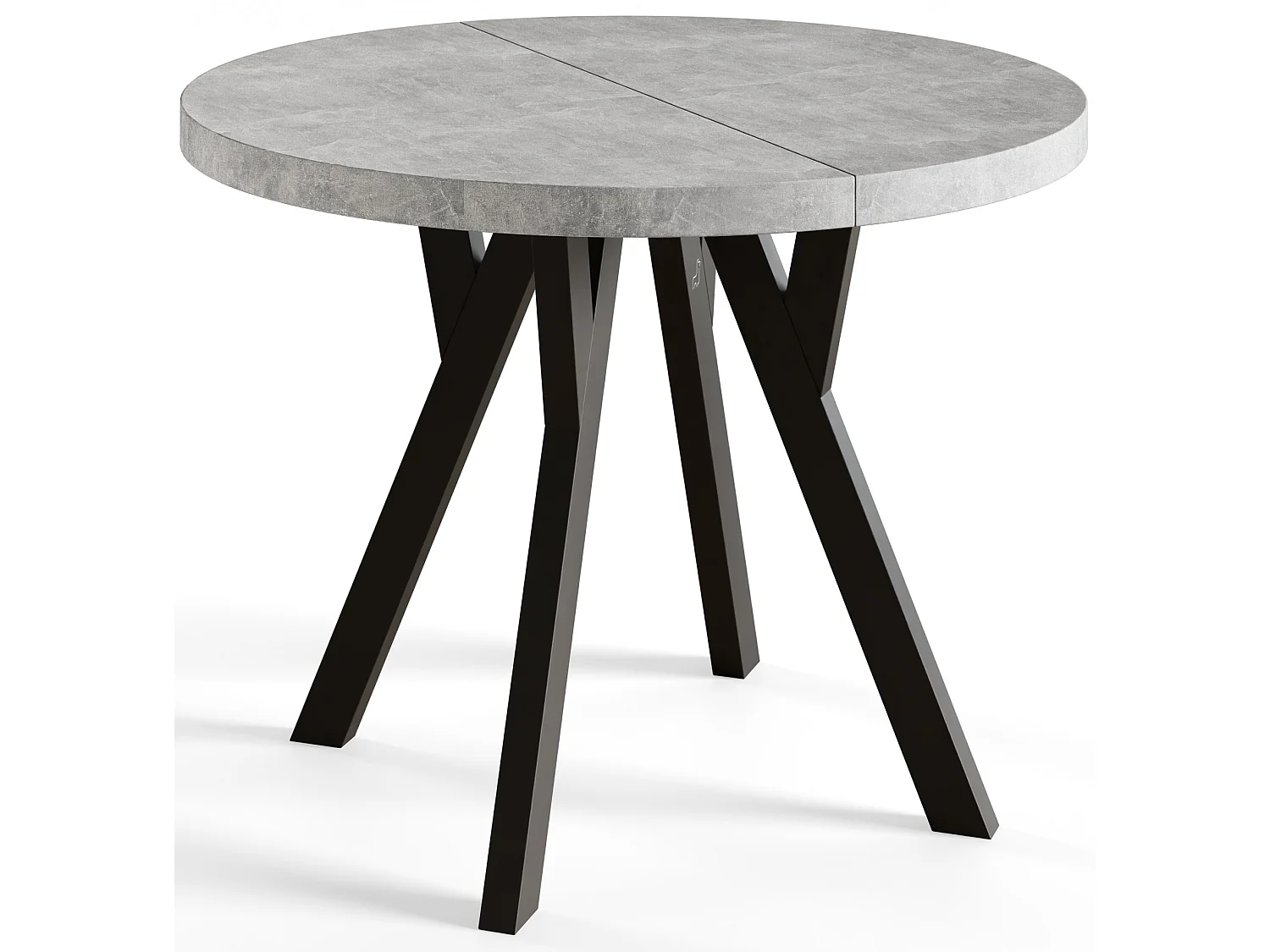 Table de salle à manger ronde OVO, table à rallonges Diamètre : 90 cm à 190 cm, couleur de la table basse : graphite, avec pieds en bois de couleur noire