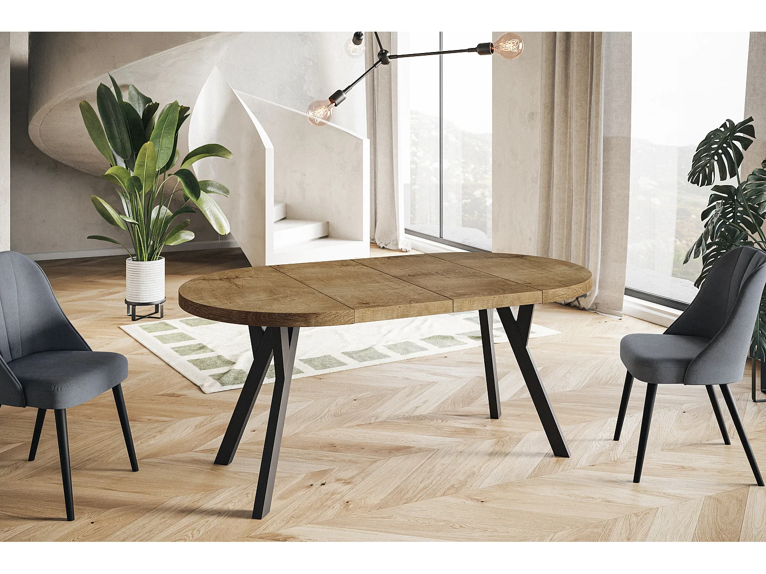 Table a Manger Extensible - Table Ronde Extensible - Table de Salle à Manger Moderne - Plateau Stratifié 36 mm - Pieds Solides - 120/220 cm - Lefaks