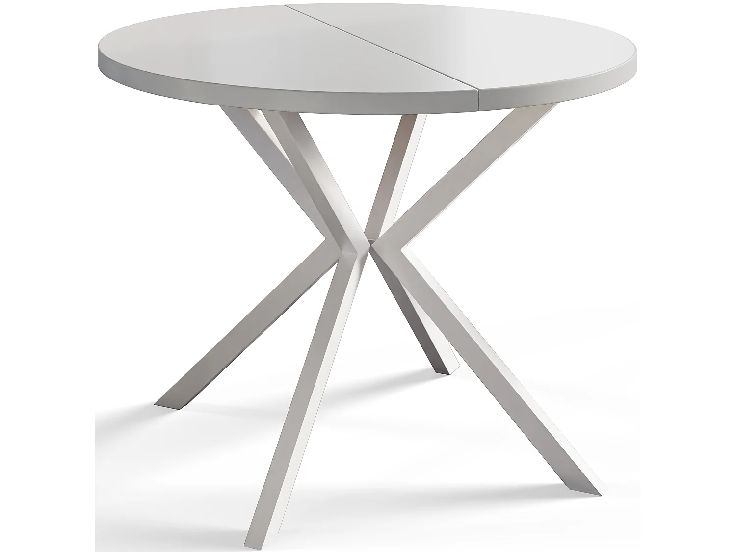 Table à manger ronde LITEN, table à rallonges Diamètre : 120 cm/200 cm, couleur de la table basse : blanc, avec pieds métalliques blancs