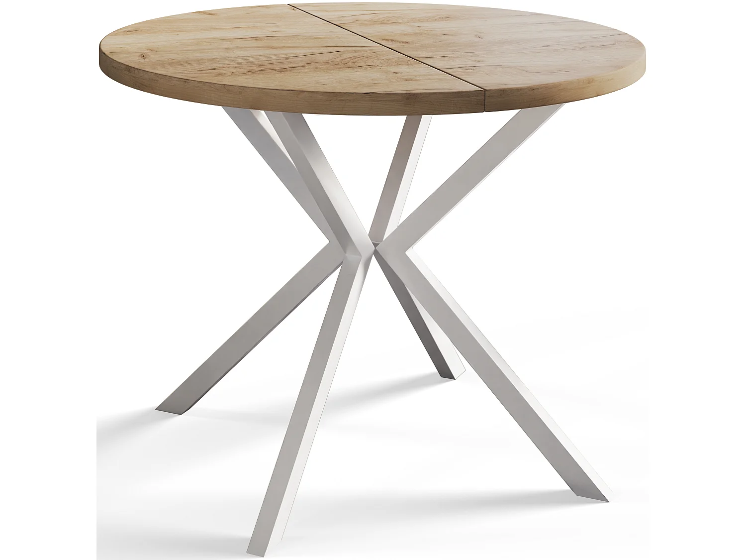 Table à manger ronde LITEN, table à rallonges Diamètre : 90 cm/170 cm, table de salon Couleur : marron, avec pieds métalliques blancs