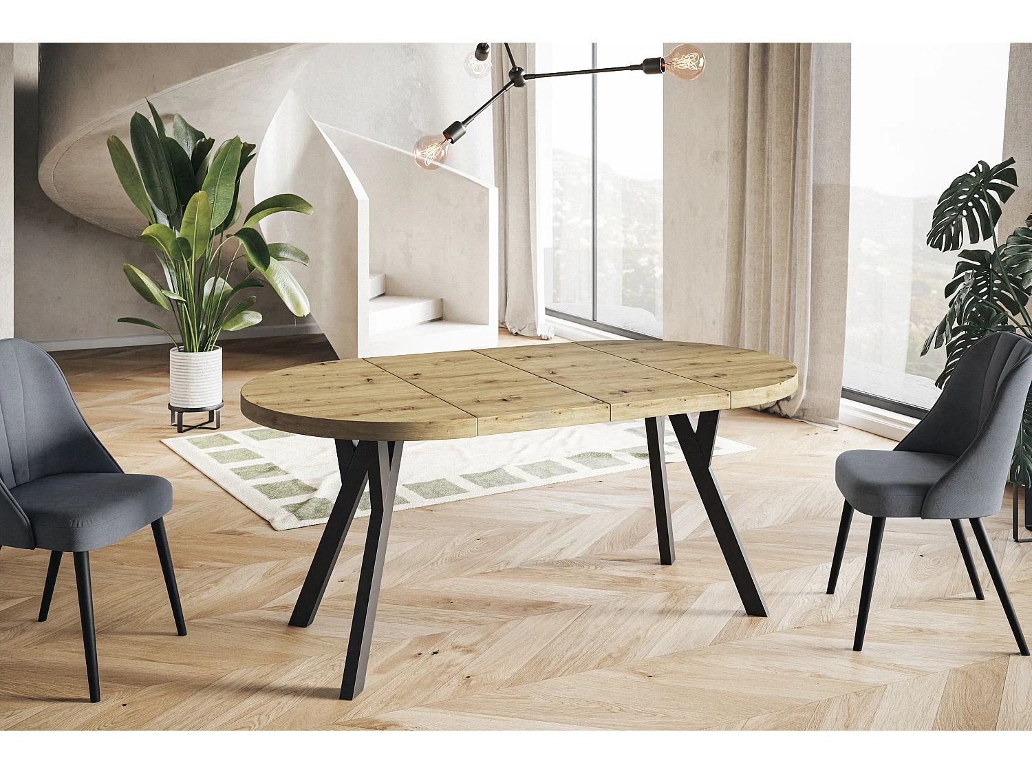 Table a Manger Extensible - Table Ronde Extensible - Table de Salle à Manger Moderne - Plateau Stratifié 36 mm - Pieds Solides - 90/190 cm - Artisan