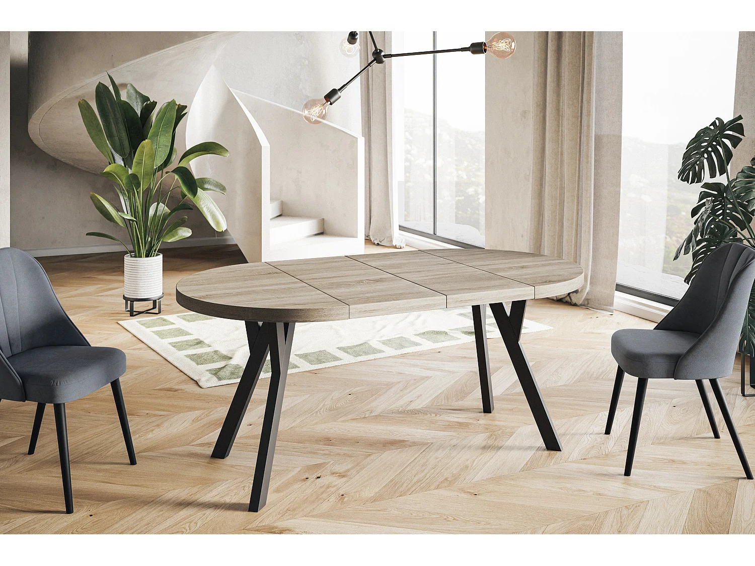 Table a Manger Extensible - Table Ronde Extensible - Table de Salle à Manger Moderne - Plateau Stratifié 36 mm - Pieds Solides - 90/190 cm - Sonoma