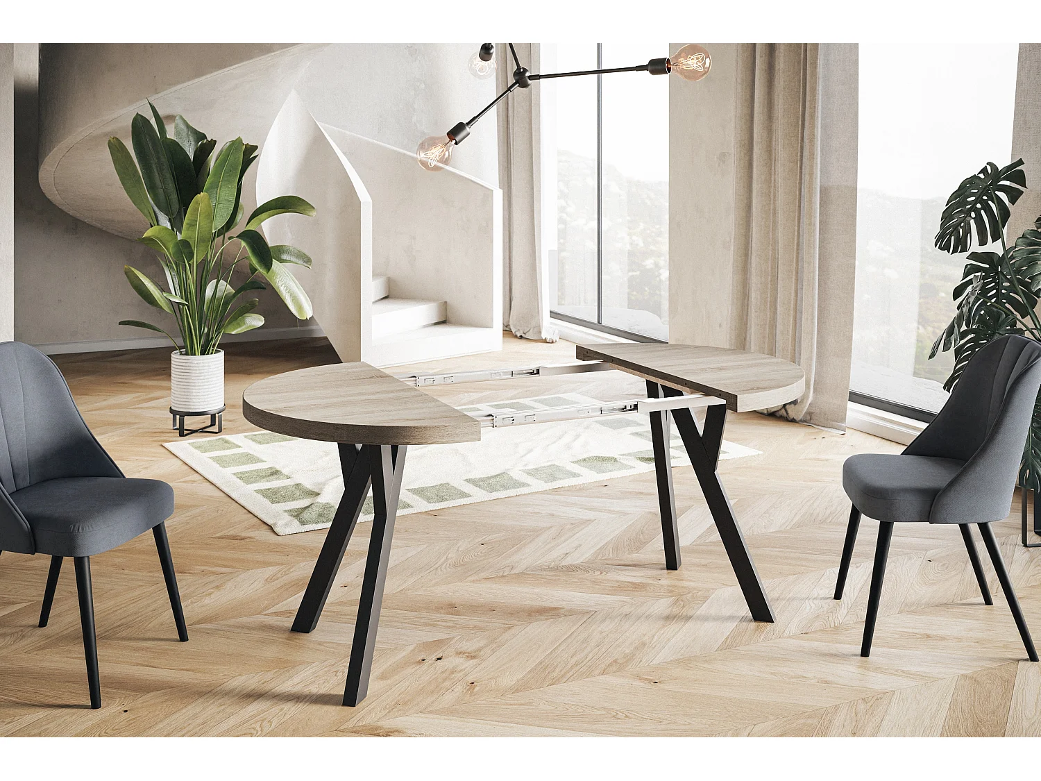 Table a Manger Extensible - Table Ronde Extensible - Table de Salle à Manger Moderne - Plateau Stratifié 36 mm - Pieds Solides - 110/210 cm - Sonoma