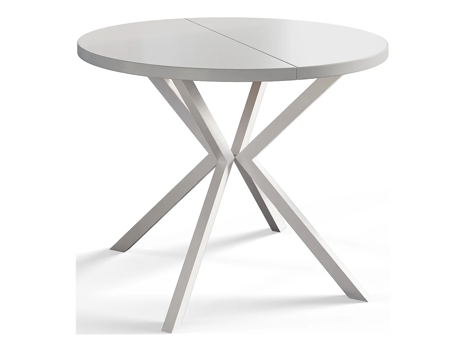 Table à manger ronde LITEN, table à rallonges Diamètre : 100 cm/180 cm, couleur de la table basse : blanc, avec pieds métalliques blancs