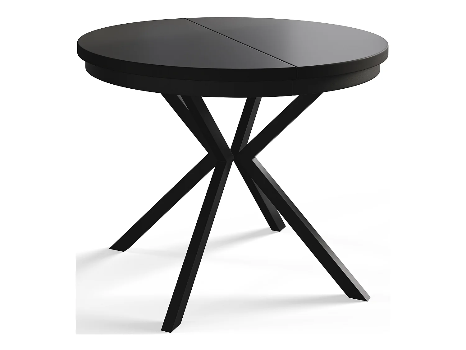 Table de salle à manger ronde BERGO, table à rallonges Diamètre : 120 cm/200 cm, couleur de la table basse : noir, avec pieds métalliques de couleur noire