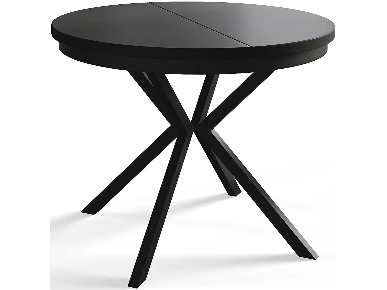 Table de salle à manger ronde BERGO, table à rallonges Diamètre : 120 cm/200 cm, couleur de la table basse : noir, avec pieds métalliques de couleur noire