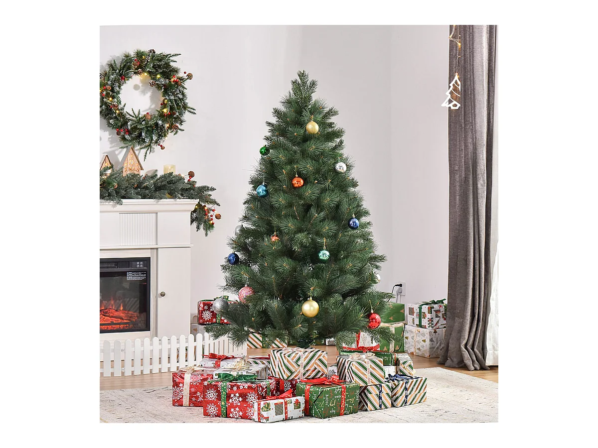 Weihnachtsbaum mit Realistisches Nadelkleid Künstliche Tanne Künstlichen Weihnachten Tannenbaum Ø90 x 180 cm Grün