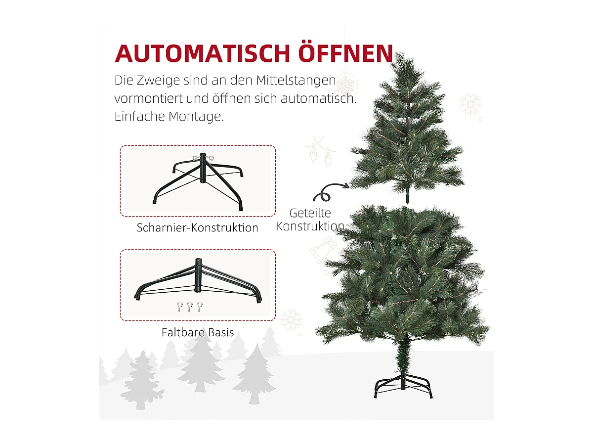 Weihnachtsbaum mit Realistisches Nadelkleid Künstliche Tanne Künstlichen Weihnachten Tannenbaum Ø90 x 180 cm Grün
