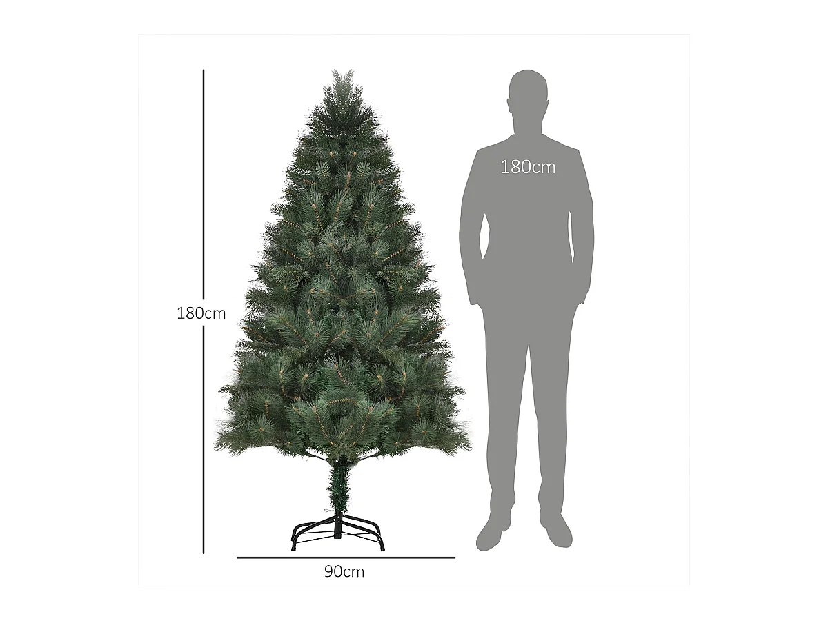 Weihnachtsbaum mit Realistisches Nadelkleid Künstliche Tanne Künstlichen Weihnachten Tannenbaum Ø90 x 180 cm Grün