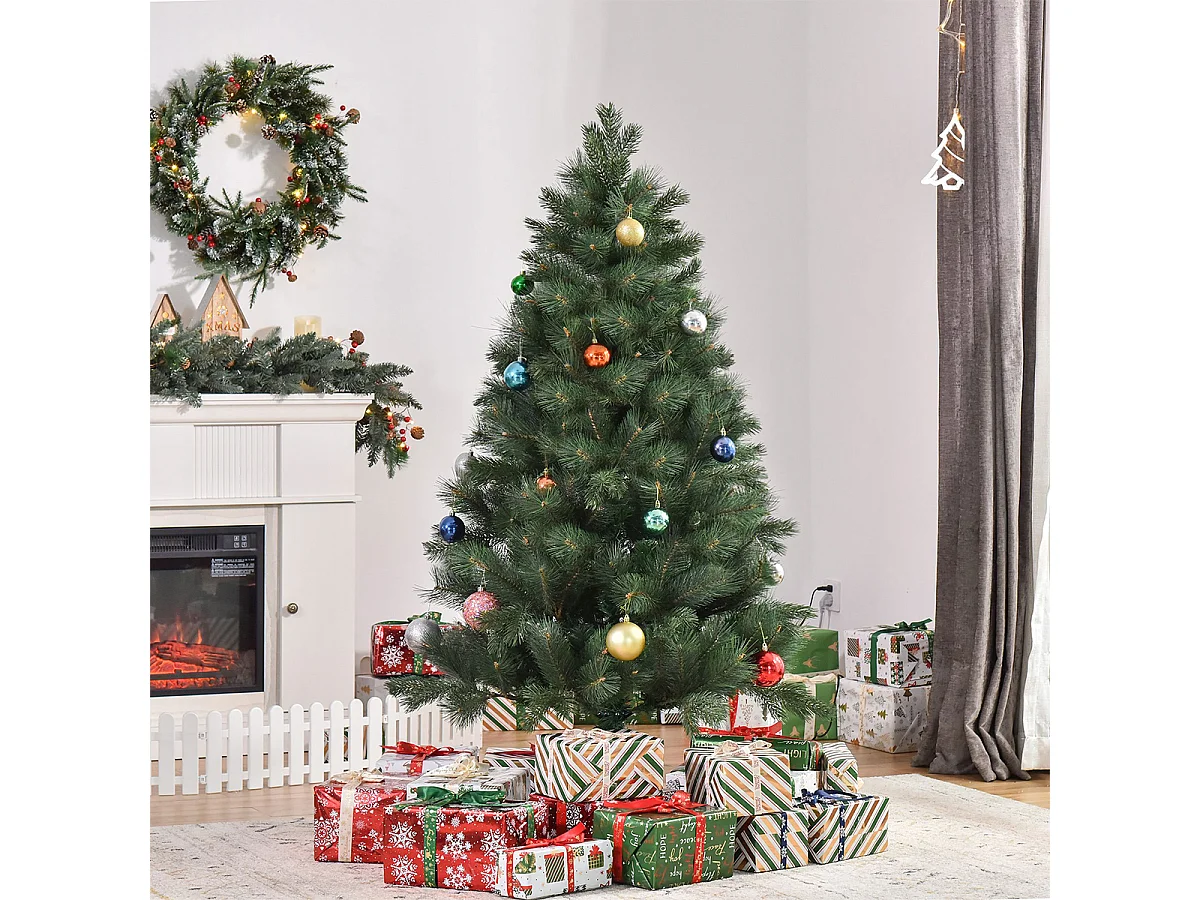 Weihnachtsbaum mit Realistisches Nadelkleid Künstliche Tanne Künstlichen Weihnachten Tannenbaum Ø90 x 180 cm Grün