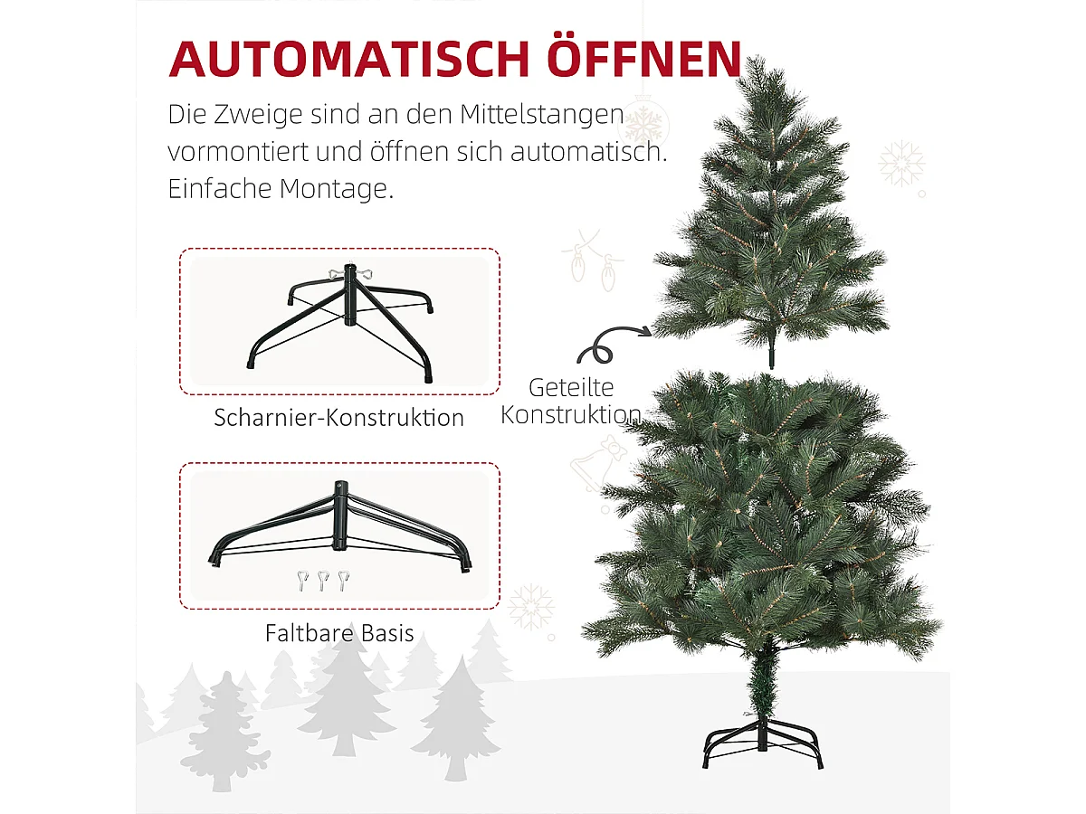 Weihnachtsbaum mit Realistisches Nadelkleid Künstliche Tanne Künstlichen Weihnachten Tannenbaum Ø90 x 180 cm Grün