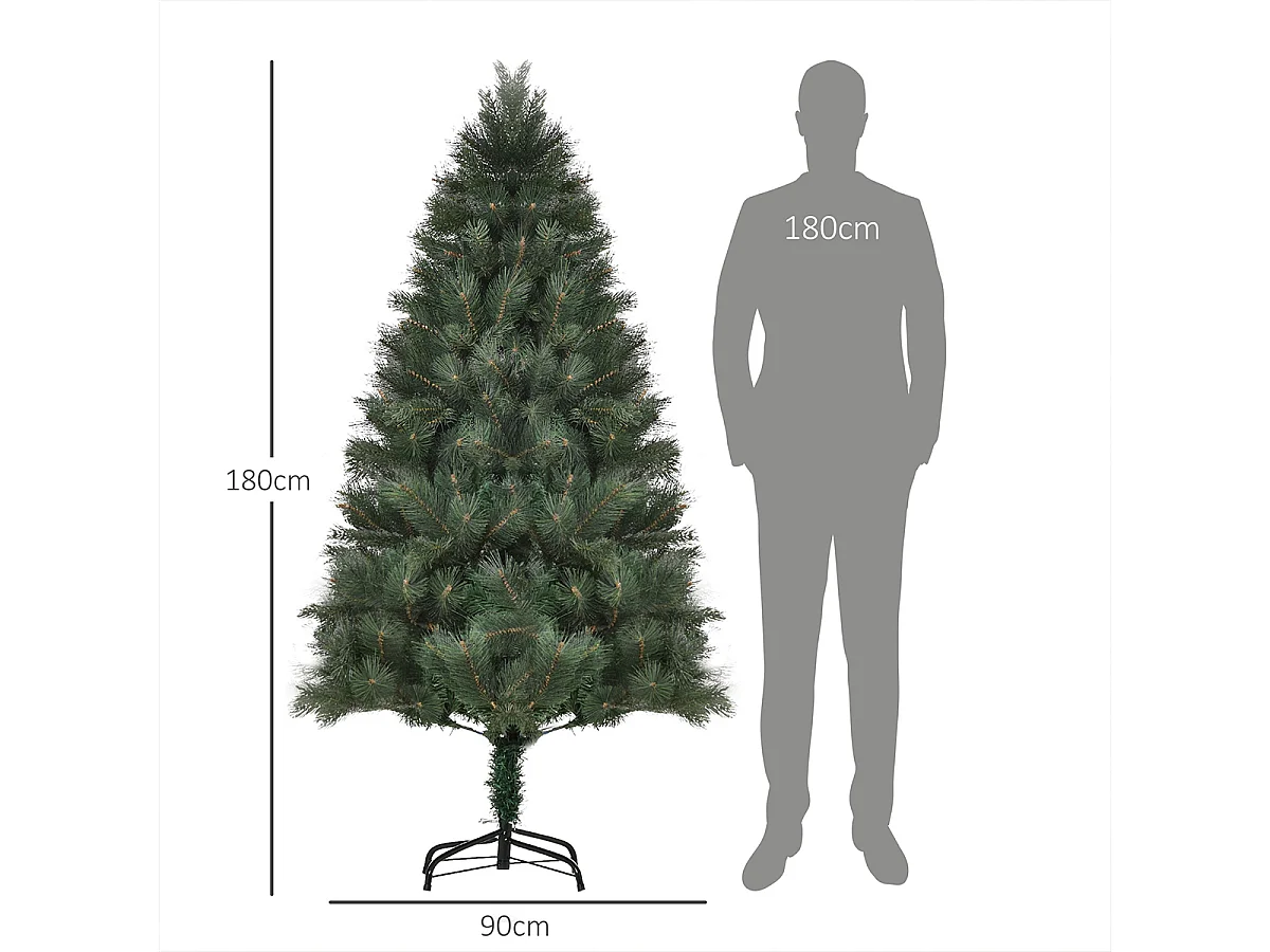 Weihnachtsbaum mit Realistisches Nadelkleid Künstliche Tanne Künstlichen Weihnachten Tannenbaum Ø90 x 180 cm Grün