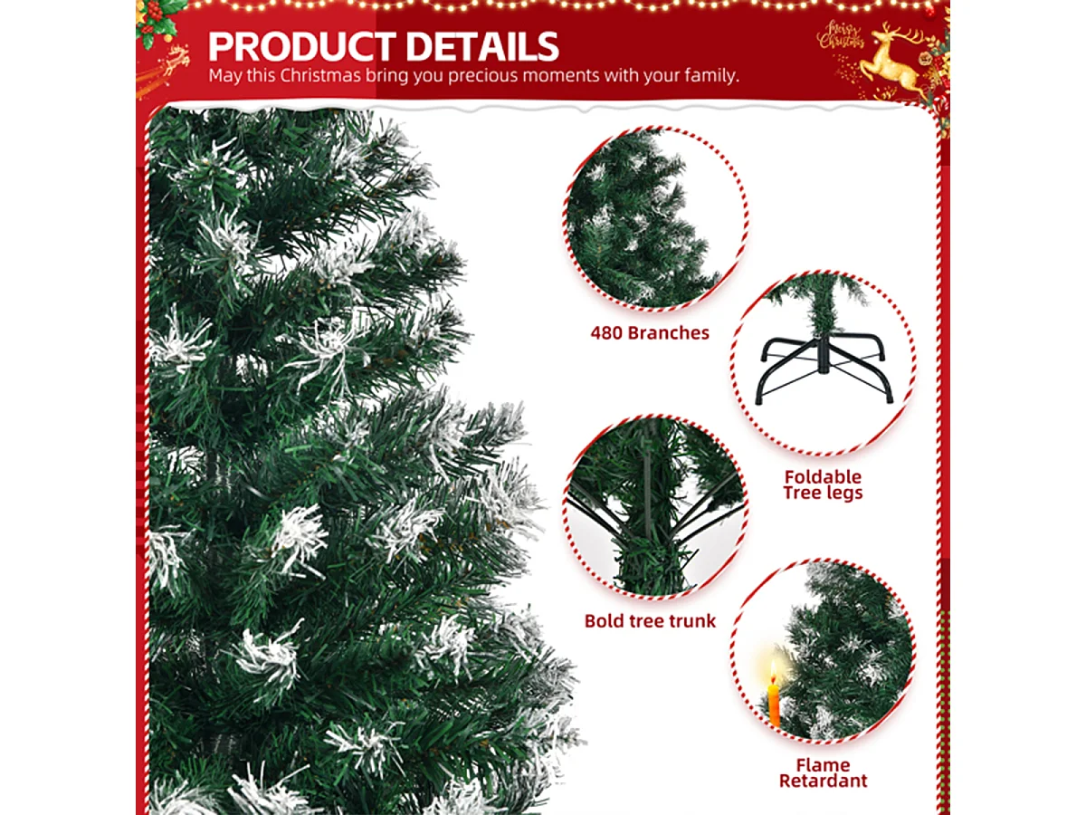 Weihnachtsbaum mit 480 Zweigen und stabilem Metallständer Künstlichen Weihnachten Tannenbaum 5 FT Grün