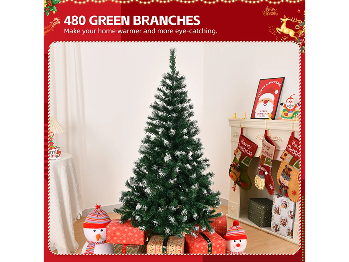 Weihnachtsbaum mit Schnee und 300 Zweigen Künstlichen Weihnachten Tannenbaum 4 FT Grün
