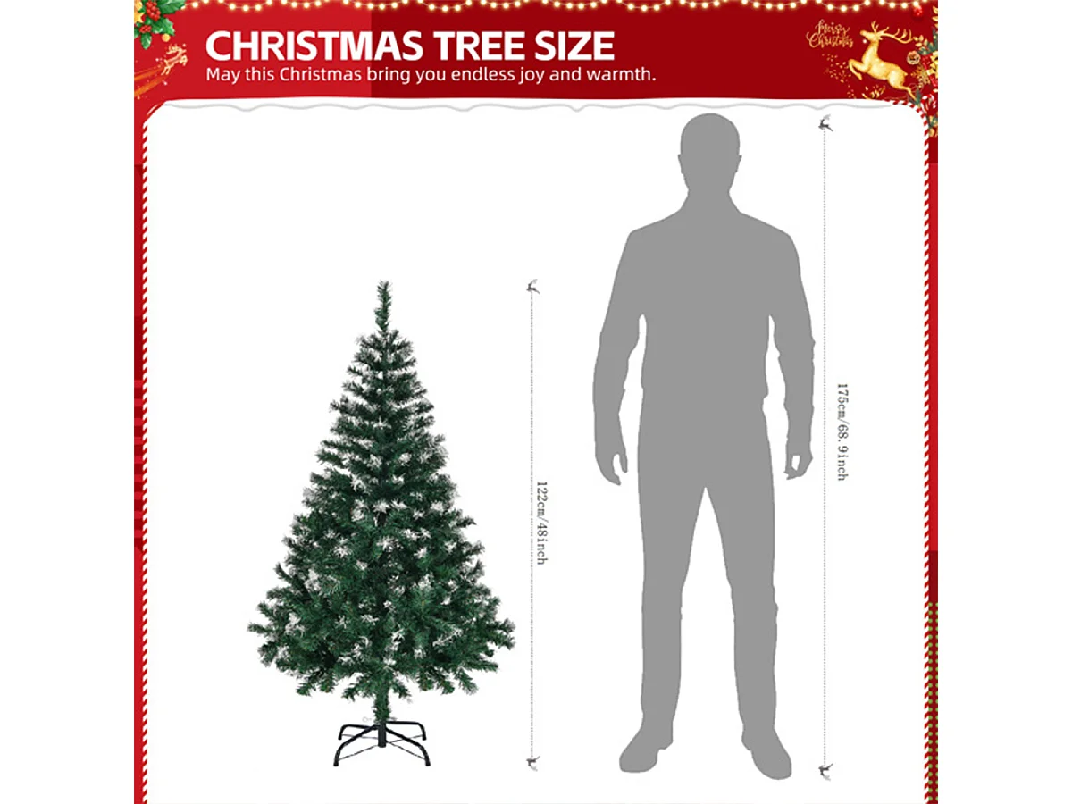 Weihnachtsbaum mit Schnee und 300 Zweigen Künstlichen Weihnachten Tannenbaum 4 FT Grün