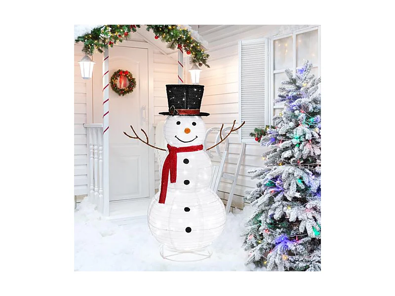 Weihnachts Schneemann Dekoration mit 90 LED-Lichtern und befestigten Pfählen Schneemann Weihnachtsdekoration 4 ft