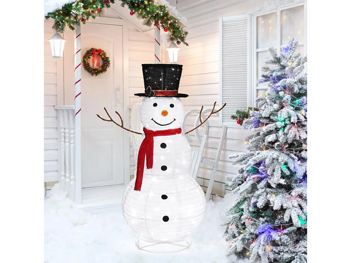 Weihnachts Schneemann Dekoration mit 90 LED-Lichtern und befestigten Pfählen Schneemann Weihnachtsdekoration 4 ft