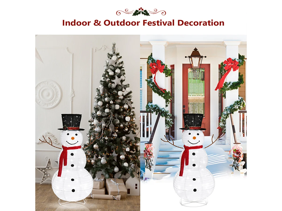 Weihnachts Schneemann Dekoration mit 90 LED-Lichtern und befestigten Pfählen Schneemann Weihnachtsdekoration 4 ft
