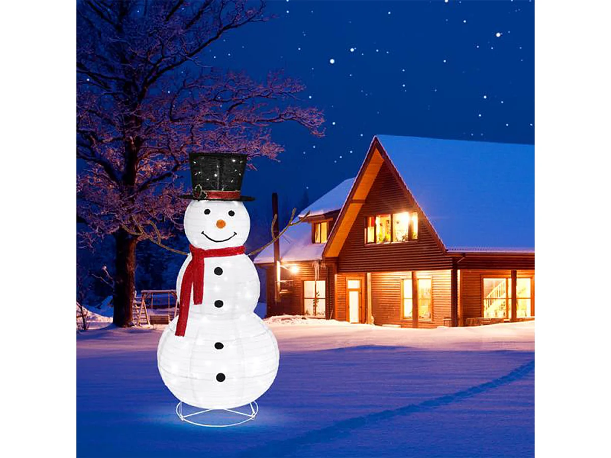 Weihnachts Schneemann Dekoration mit 90 LED-Lichtern und befestigten Pfählen Schneemann Weihnachtsdekoration 4 ft