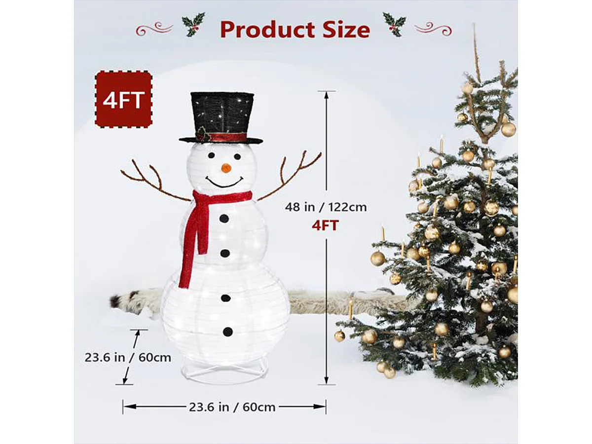 Weihnachts Schneemann Dekoration mit 90 LED-Lichtern und befestigten Pfählen Schneemann Weihnachtsdekoration 4 ft