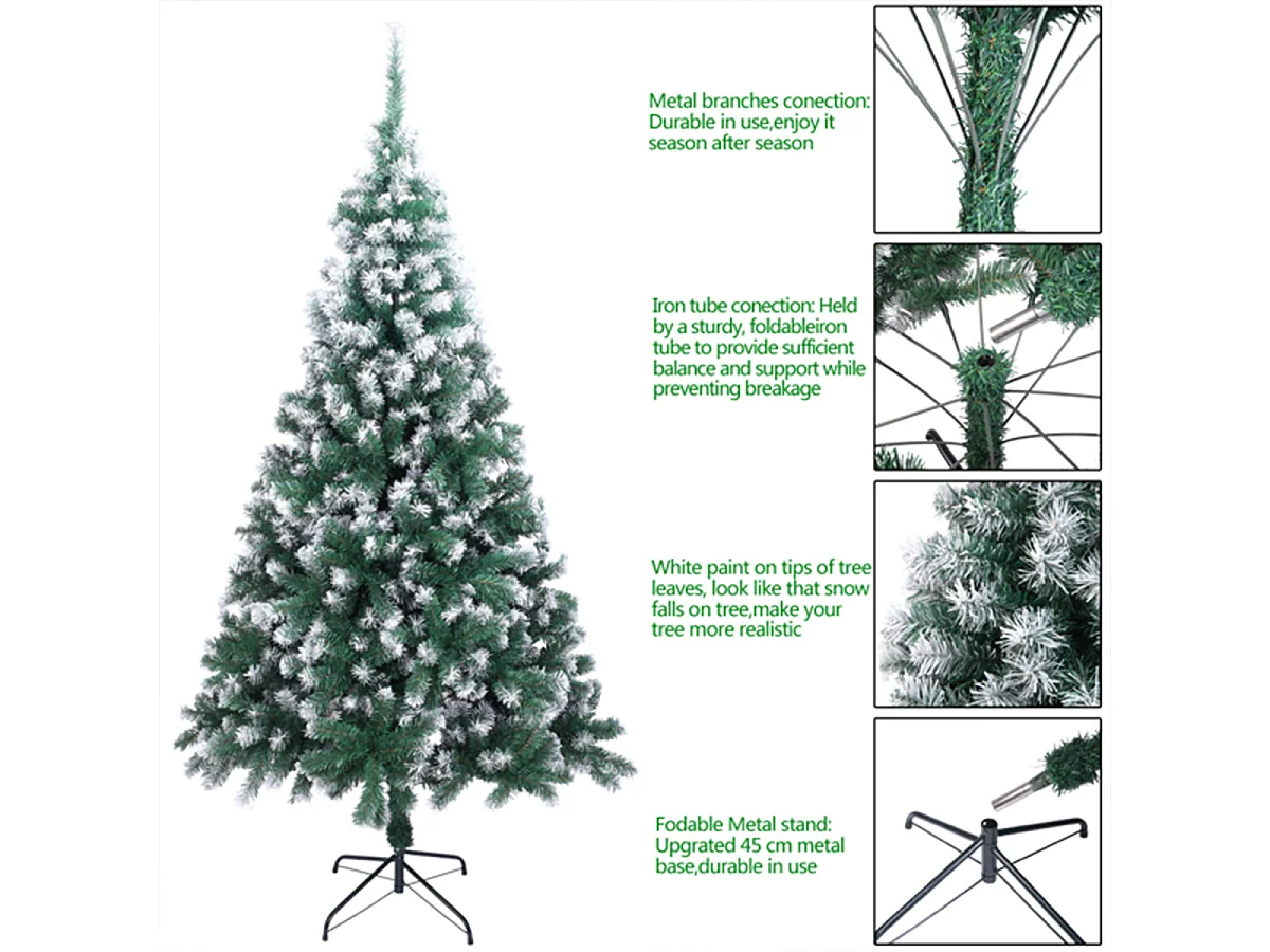 Weihnachtsbaum mit 870 Zweigen und Schnee Künstlichen Weihnachten Tannenbaum 7FT Grün