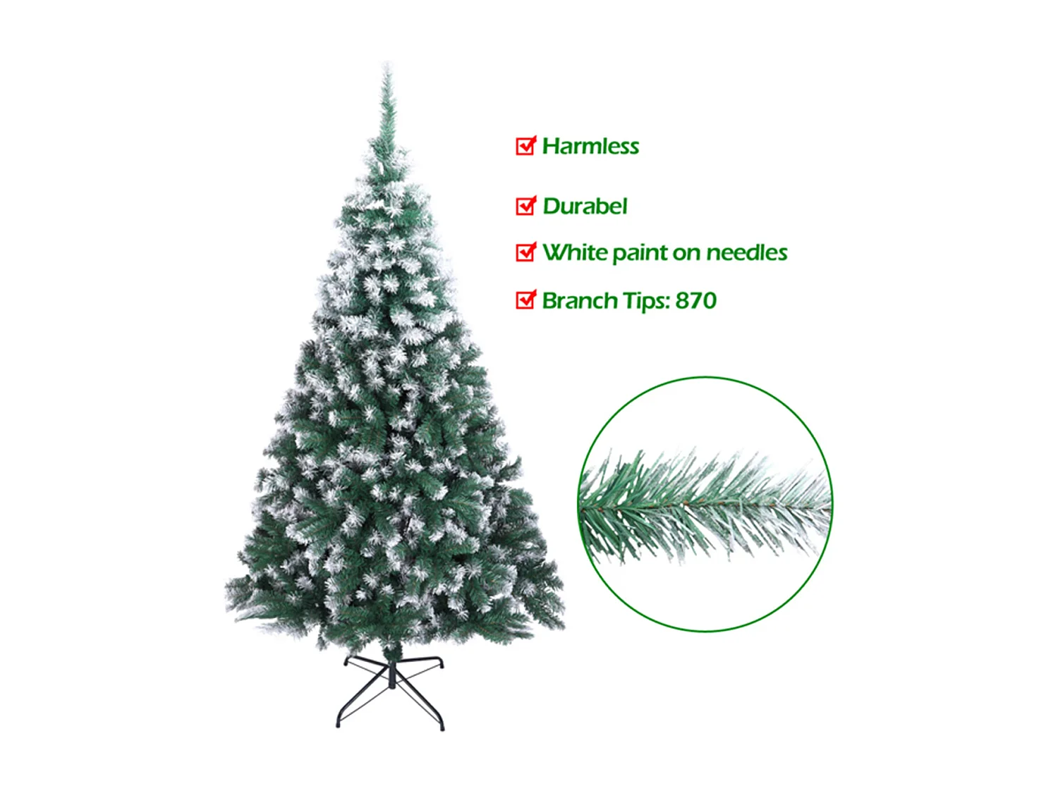 Weihnachtsbaum mit 870 Zweigen und Schnee Künstlichen Weihnachten Tannenbaum 7FT Grün