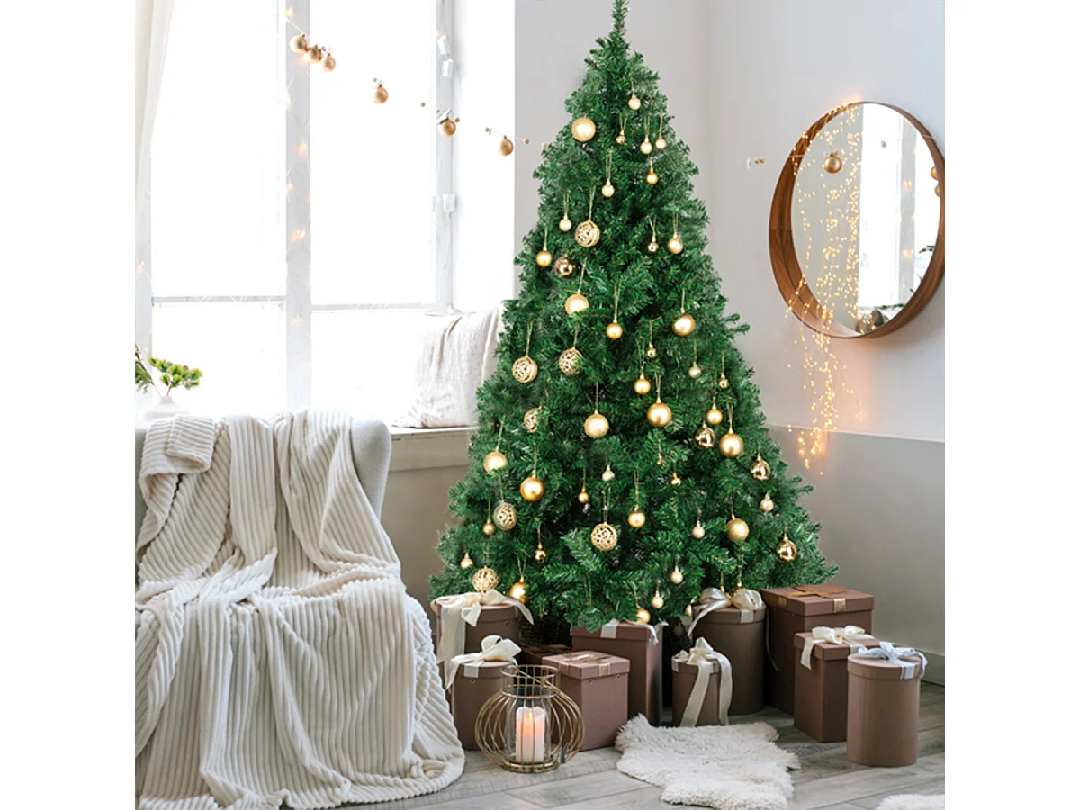 Weihnachtsbaum mit 650 Zweigspitzen und stabilem Metallständer Künstlichen Weihnachten Tannenbaum 6 FT Grün